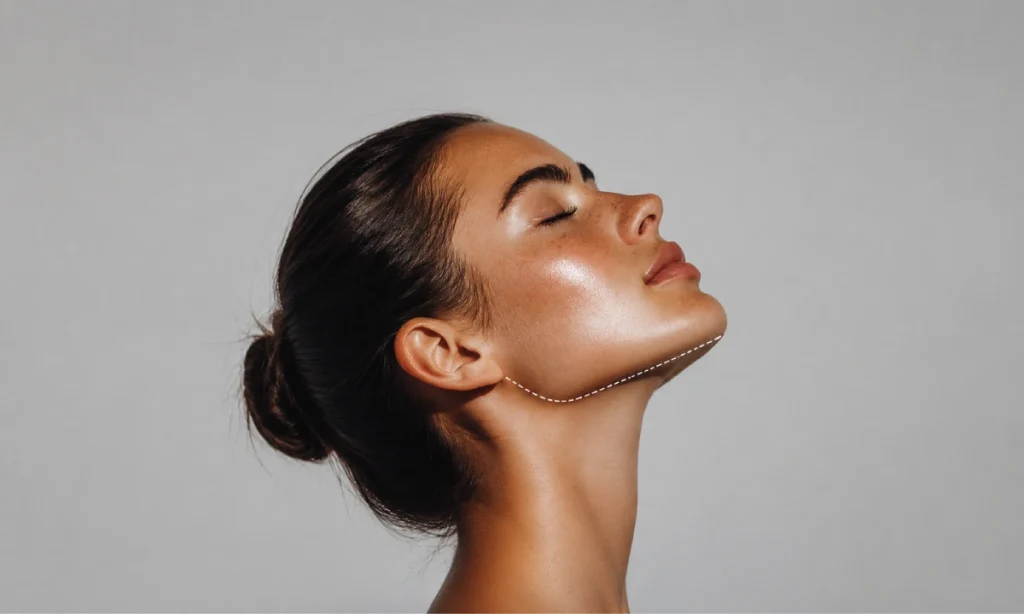 Filler injection to angulate the jaw of a clinic visitor