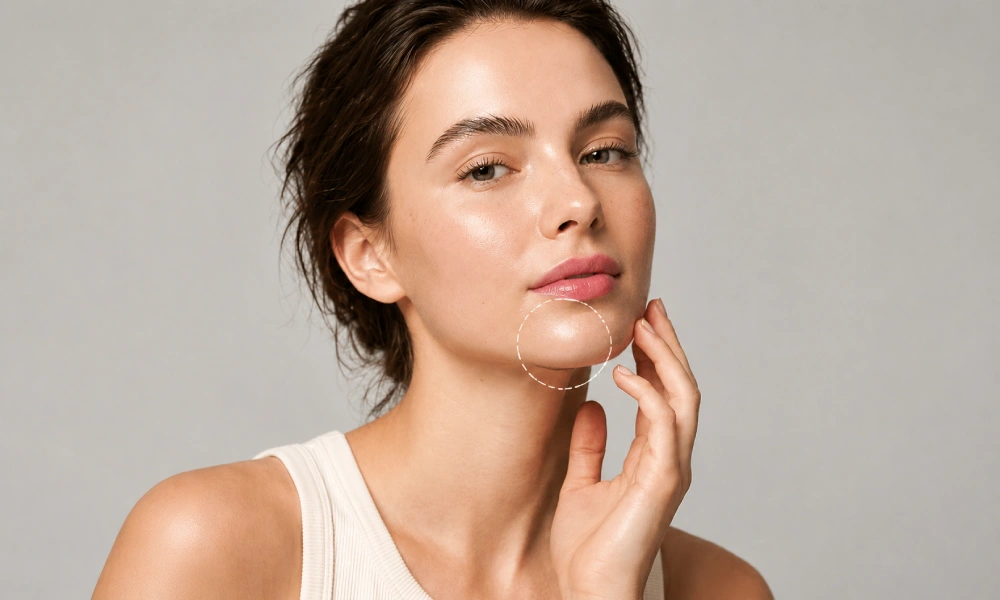 Botox chin injection for a woman in a beauty clinic