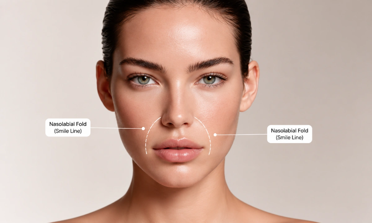 Defining the nasolabial folds of a woman's face