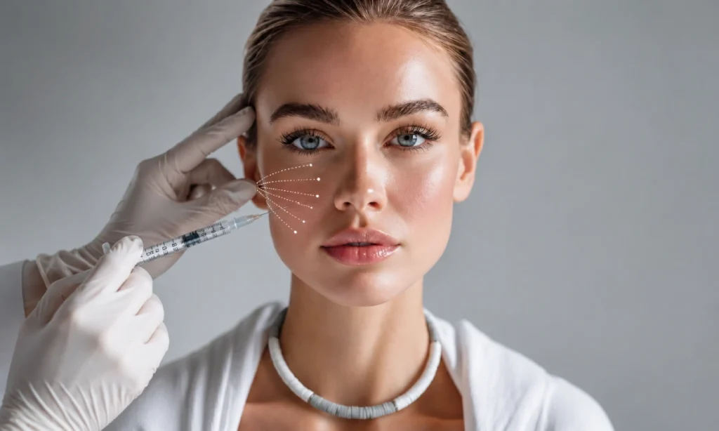 A woman who gets cheek filler injections to have prominent cheeks.